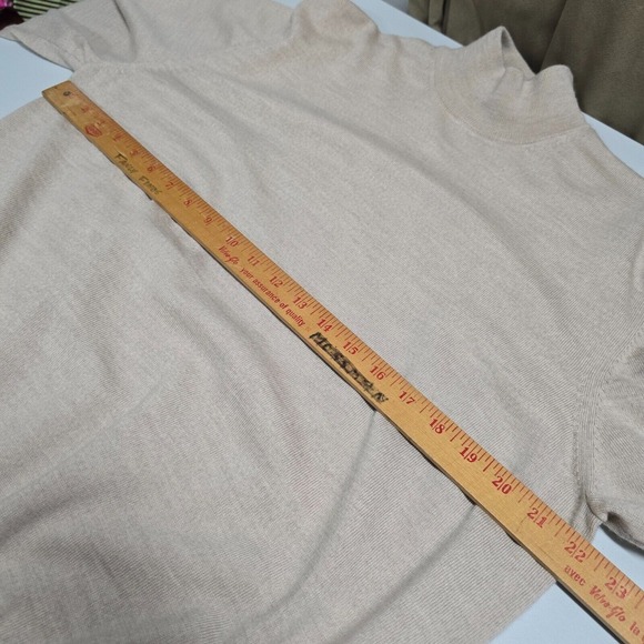 Alan Paine Sweater Mens 2XL Beige Wool Mock Neck Stretch Minimal - Picture 8 of 11
